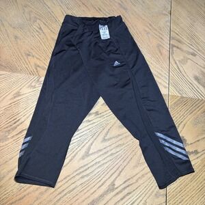 Adidas Climalite Black Cropped Leggings Women Medium Reflective 3-Stripe Capri